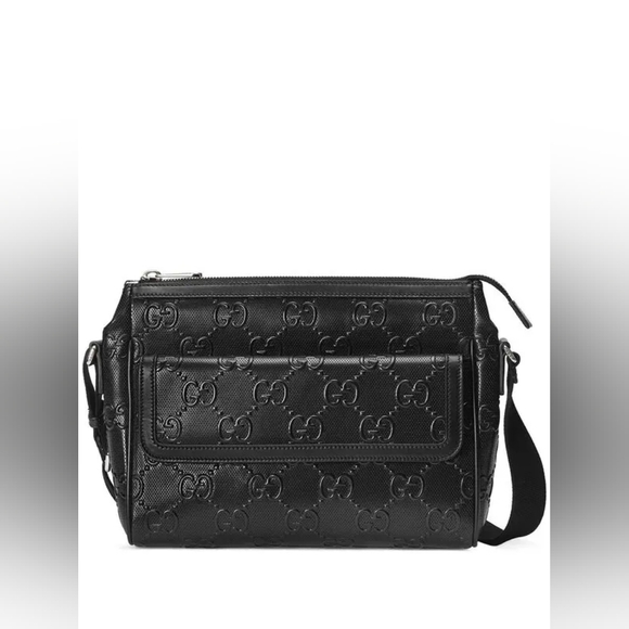 Gucci Handbags - Gucci Black GG Pattern Messenger Bag